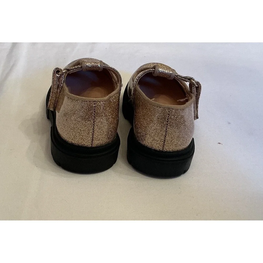 Cat & Jack Girls Gold Glitter‎ Mary Jane T-Strap Dress Shoes Size 6 Toddler
